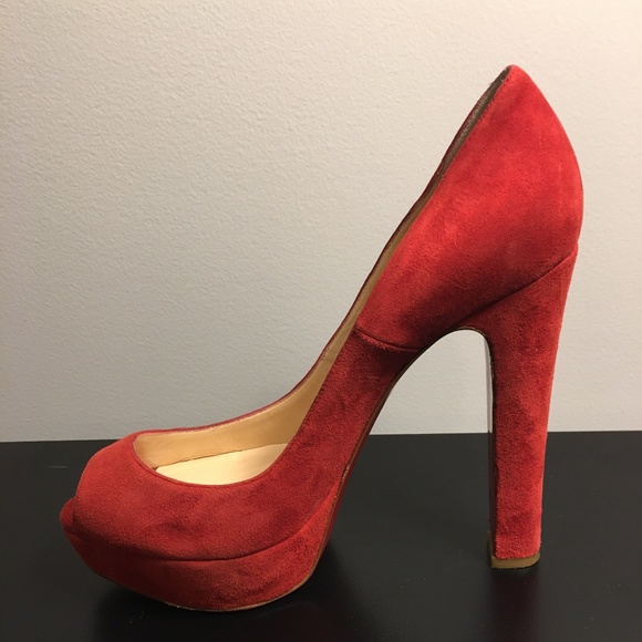 Christian Louboutin Shoes - CHRISTIAN LOUBOUTIN BAMBOU RED SUEDE PUMPS SIZE 39